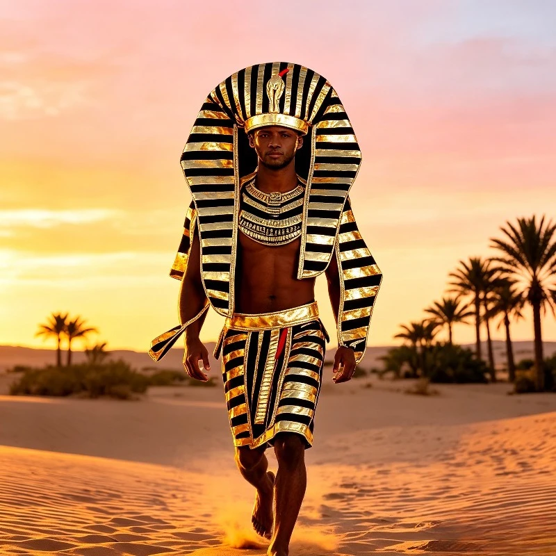 Egyptian Gold Pharaoh Hat Cobra Snake Headpiece Adjustable Crown Perfect for Halloween Easter Party and Cosplay Events