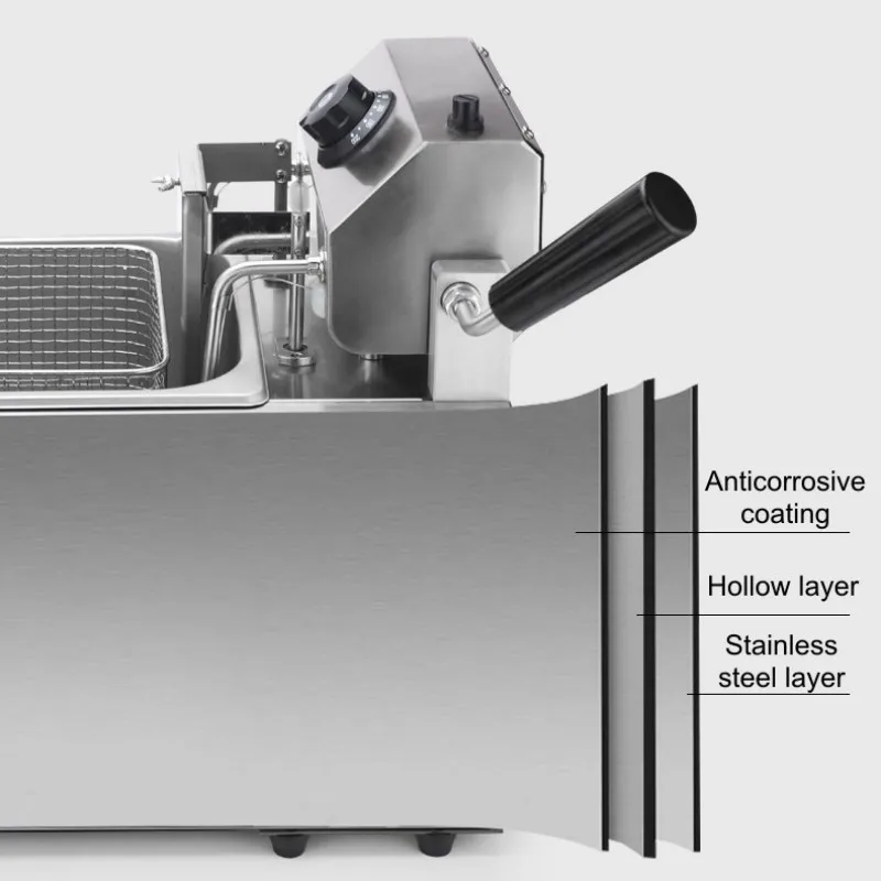 상업용 전기 프라이팬, 단일 실린더, 시간 제한 프렌치 프라이, 지능형 자동 리프팅, 대용량 프라이어, 8L