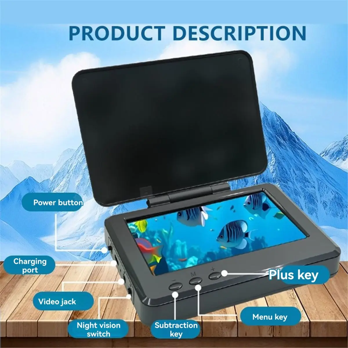 20m Underwater Fishing Camera Portable Fish Camera LED Infrared Night Vision Fish Finder IP68 Waterproof 4.3 Inch
