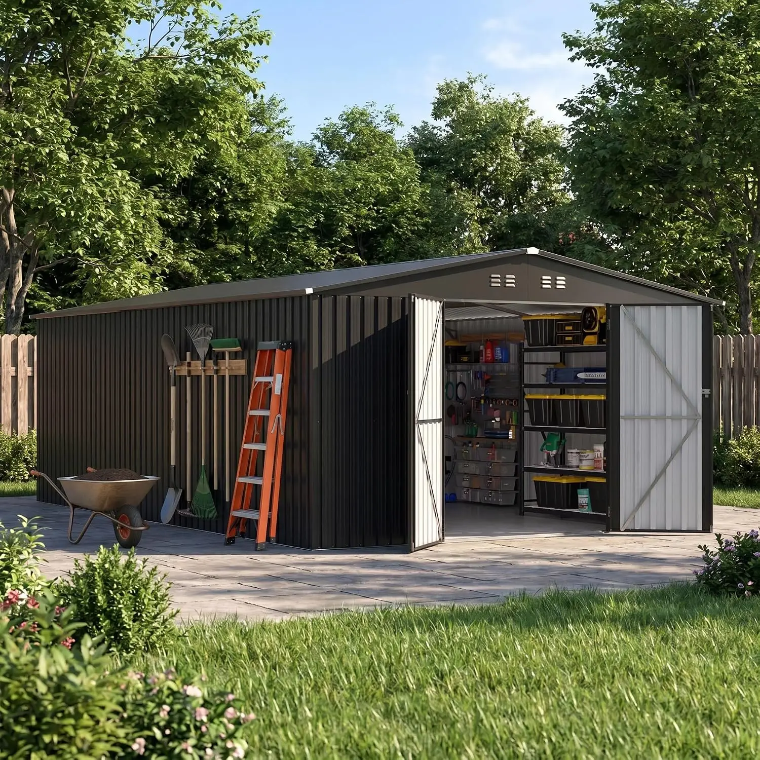 12x18 FT Extra-Large Outdoor Metal Storage Shed for Backyards, Customized