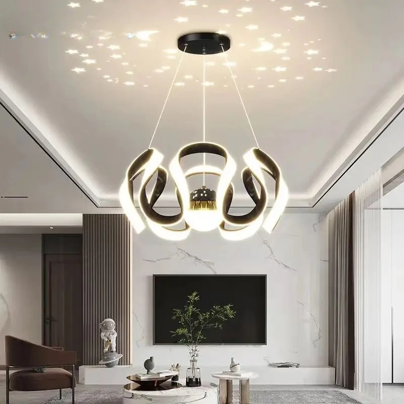 

2025 New Nordic Creative Bedroom Pendant Modern, Simple, Atmospheric, High end Art Starry Sky Top Restaurant Pendant