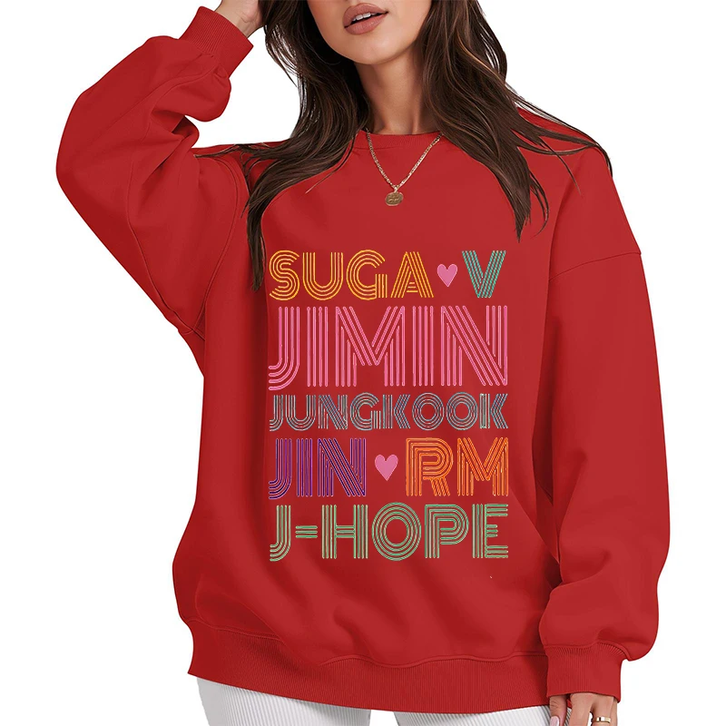 JIMIN JUNG KOOK J-HOPE JIN SUGA V RM هوديس بلوزات نسائية موضة Kpop جرافيك بلوفرات بلوزات ملابس نسائية 2025 #2