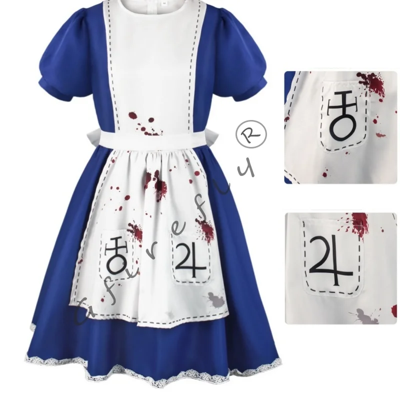 Game Alice Madness Returns Cosplay Costume Alice Maid Dress Uniform Adult Women Halloween anime Girls carnival dress up party