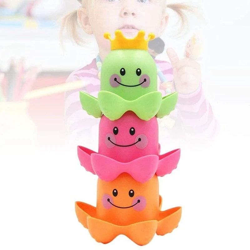 Ocean Octopus Stacking Cups Baby Bath Toys Sea Animal Baby Bathing Shower Bathroom Taste Game For Infant And Kids