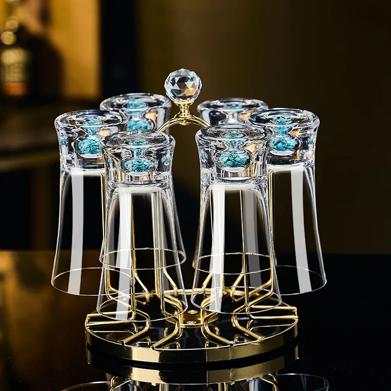 2/6PCS crystal glass turquoise beer cup high value large capacity household high-grade draft  cup set high sense