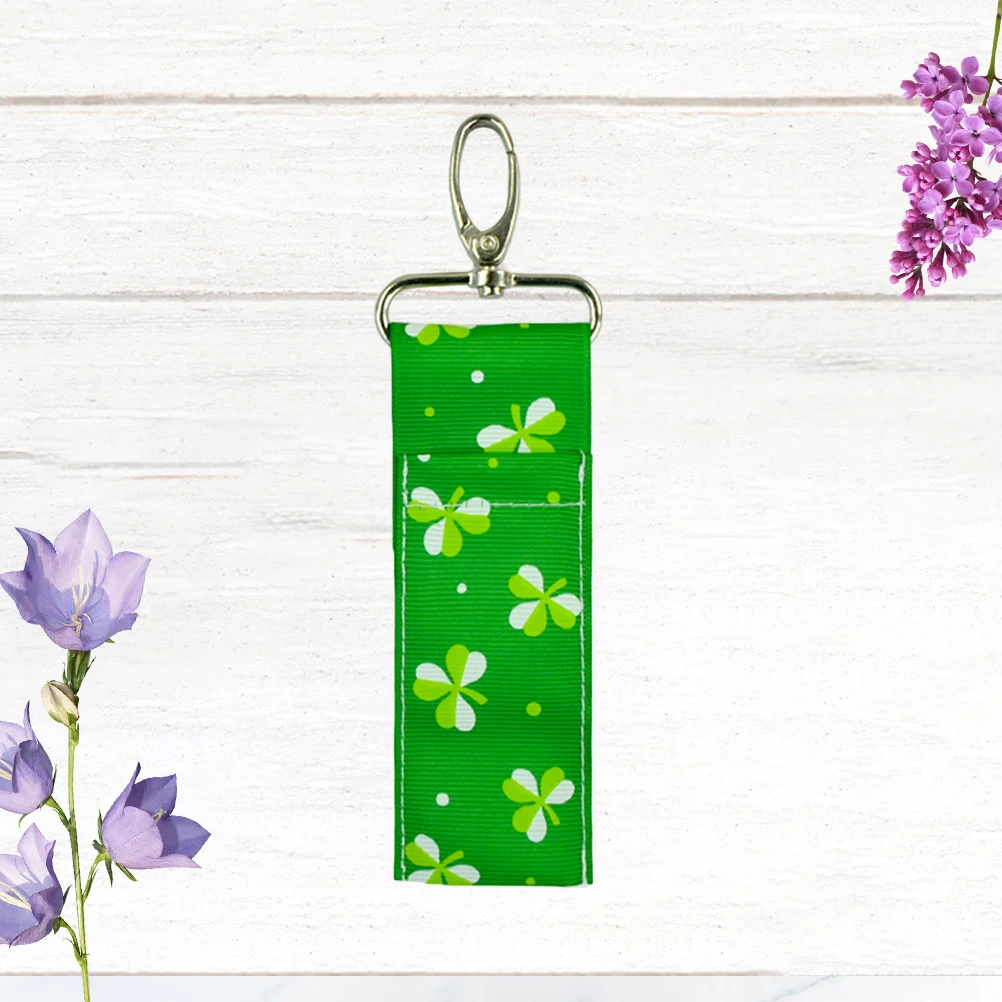 Bolsa de lápiz labial de cuatro trébol para mujer, soporte para anillos, llavero, bolso, mochila, bálsamo labial de viaje, bolsa con soporte para lápiz labial, 2 uds.