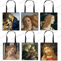 Italian Botticelli Oil Painting Handbag The Birth of Venus Portrait Retro Art Fashion Travel Bag Women's Shopping Foldable Bags