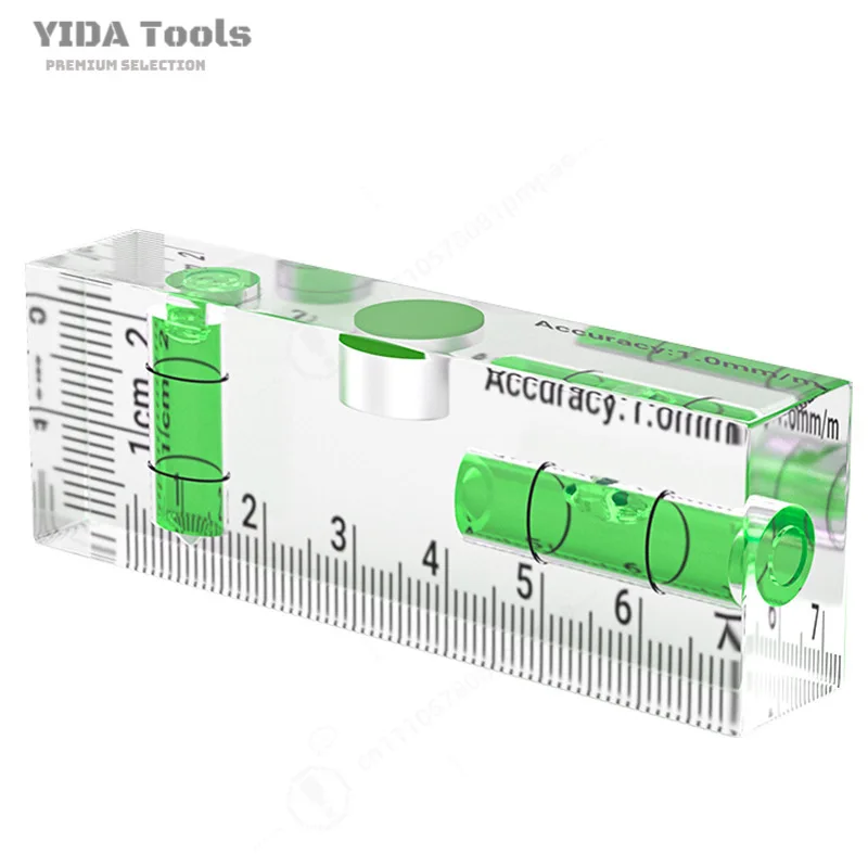 YIDA Mini Magnetic Acrylic Level High Precision Strong Magnet Spirit Level Household Measuring Tool