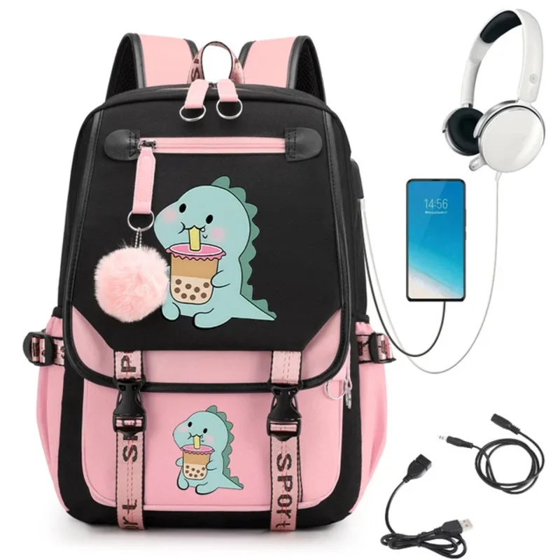 Kawaii Voor Tiener Dinosaurus En Melk Thee Anime Cartoon Terug Naar School Rugzak Schooltas