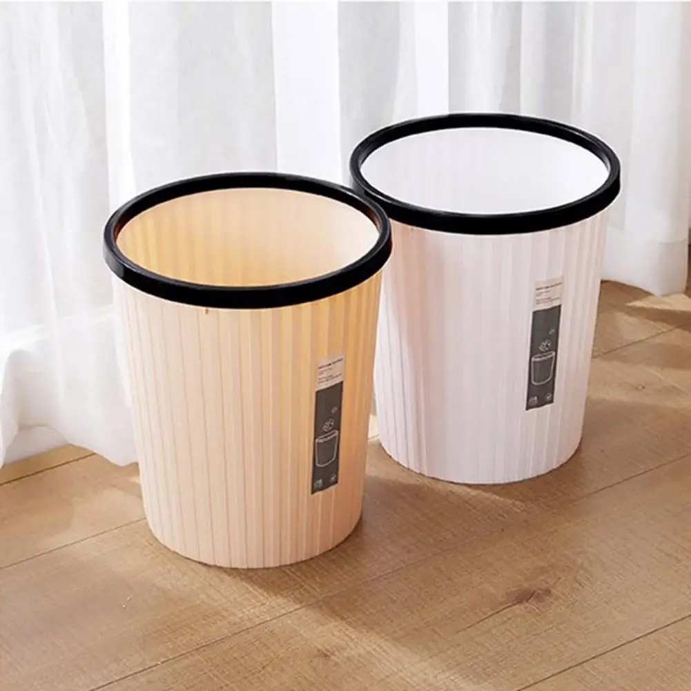 Nordic Style Garbage Bin with Pressure Ring No Lid Striped Trash Can Kitchen Bathroom Living Room Waste Bin Office Wastebasket