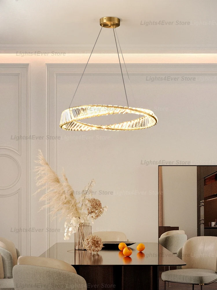 2026 New Modern Clear Crystal Chandelier Elegant Home-applicant LED Dimmable Lights Suspension Comfort Lamp For Living Room