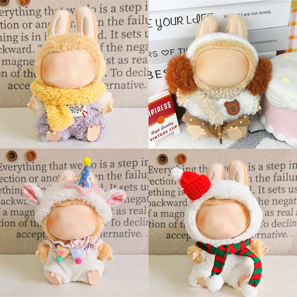 

Plush Doll Clothes For Labubu 15-17cm Mini Cute Snowman Style Dressing Up Doll Clothing DIY Toy Accessories Keychain Decor