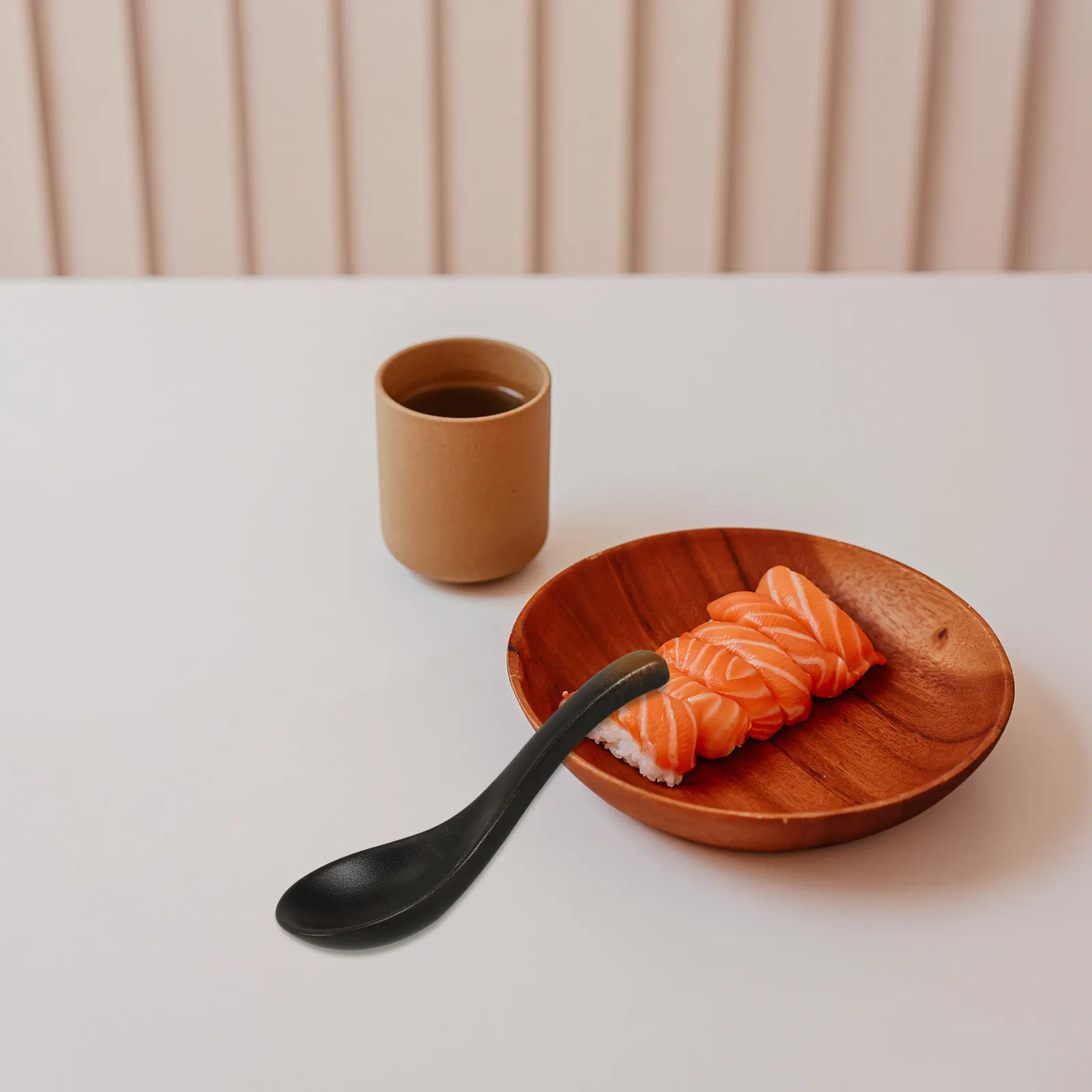 Cuchara de sopa japonesa de cerámica, resistente al calor, ligera, portátil, para Ramen, Pho, sopa Miso, juego de comedor asiático, 5 uds.