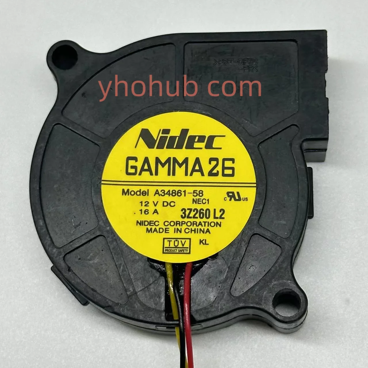 Nidec A34861-58 GAMMA26 NEC1 DC 12V 0.16A 50x50x15mm 3-wire Server Cooling Fan