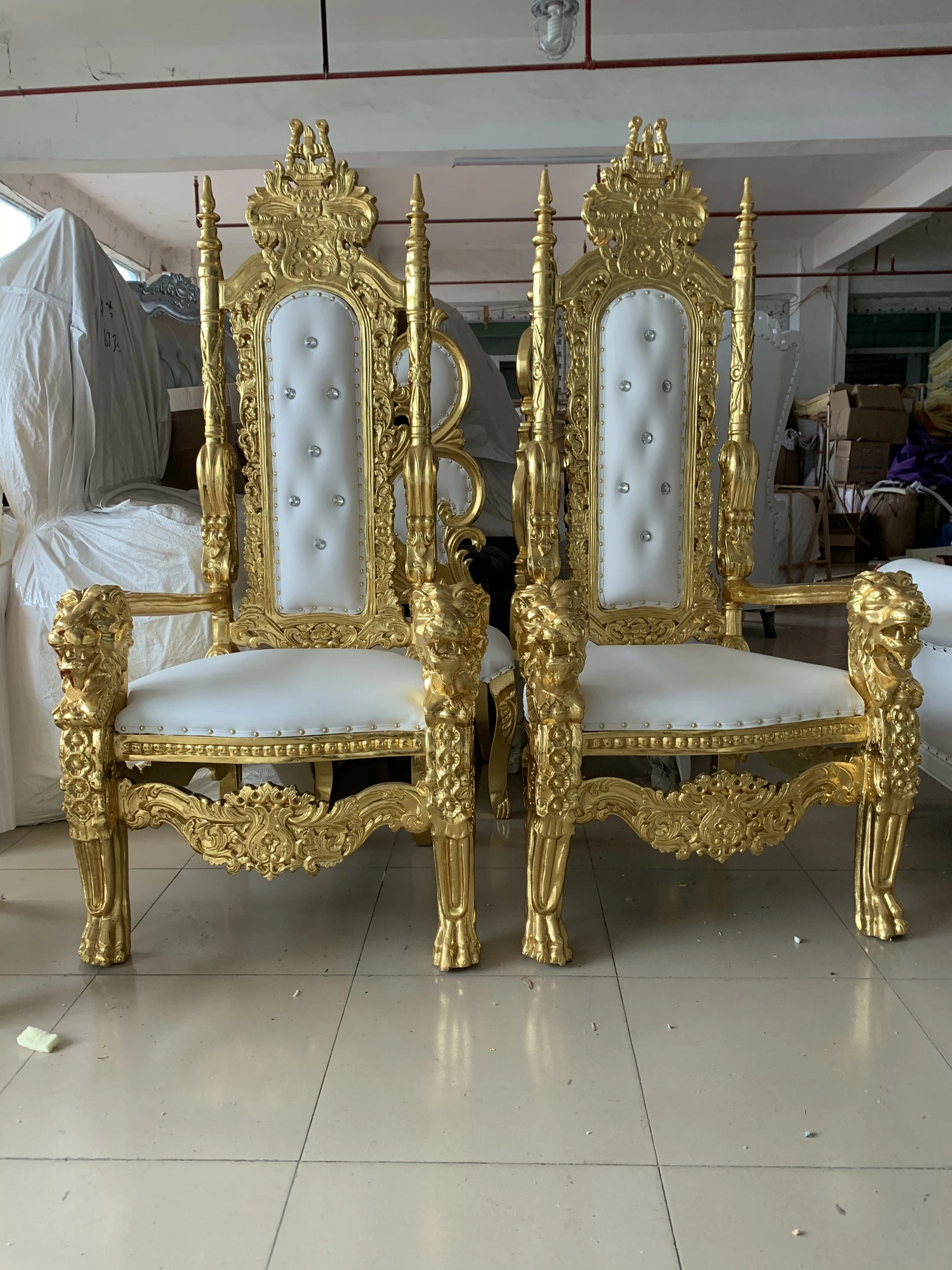 Custom Kids Throne Chairs Party Children, White and Gold Wedding Event Party Hotel Furniture Small king Throne Chair for Kids view 4