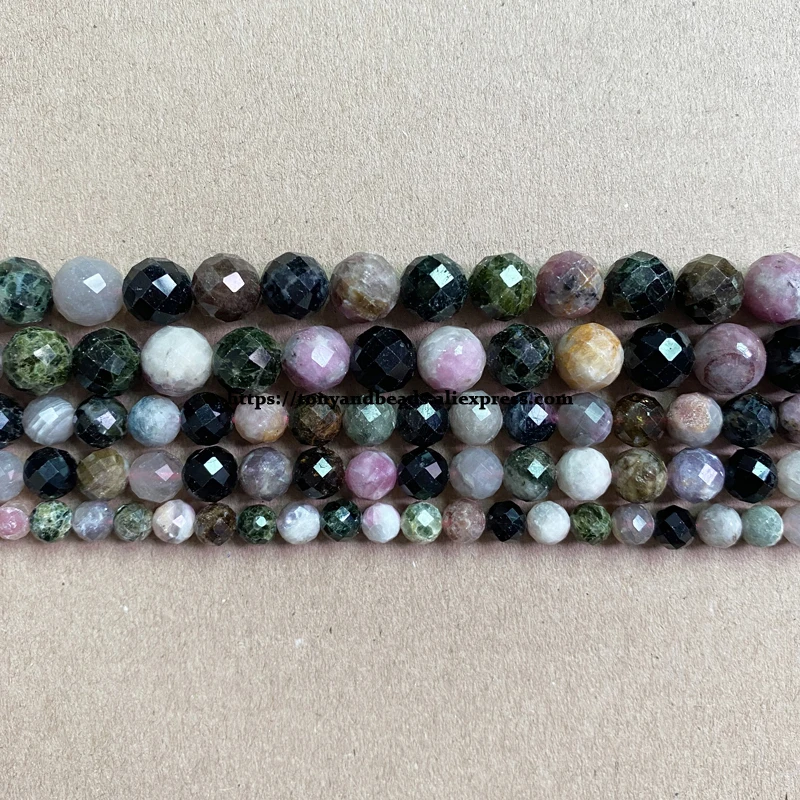 Semi-precious Stone Diamond Cuts Faceted AA Quality Mixed Tourmaline 7\