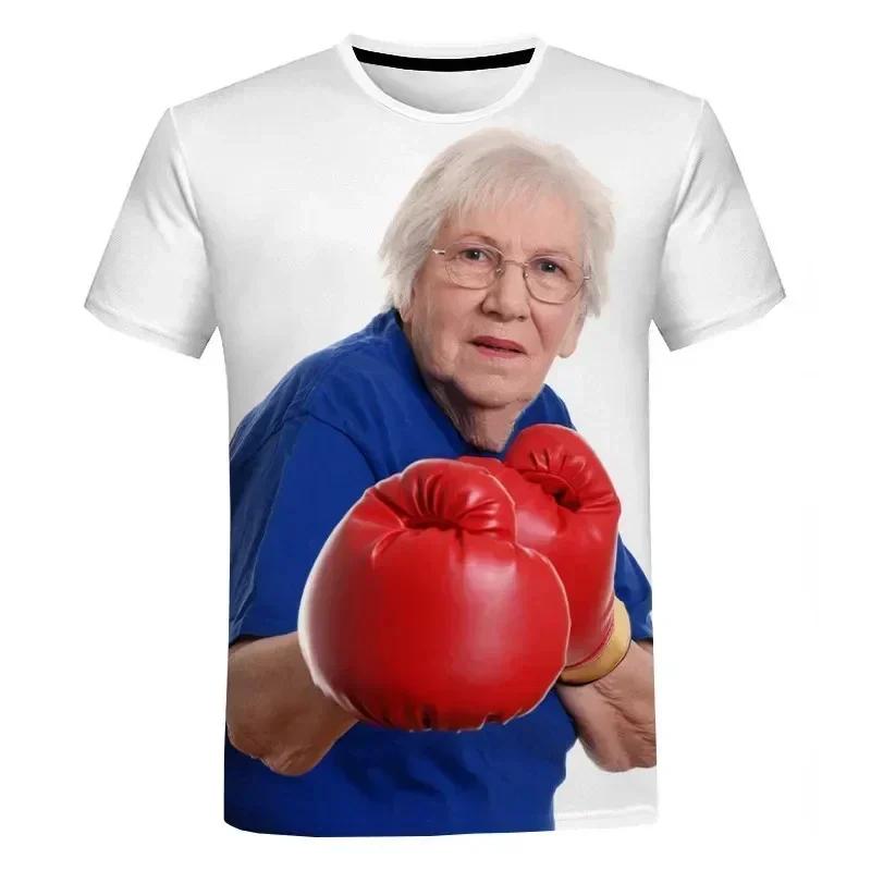 Summer creative funny lady licking red Popsicle 3D printed T-shirt Cute grandma Men Short Sleeve T-Shirts Men_Women Clothes