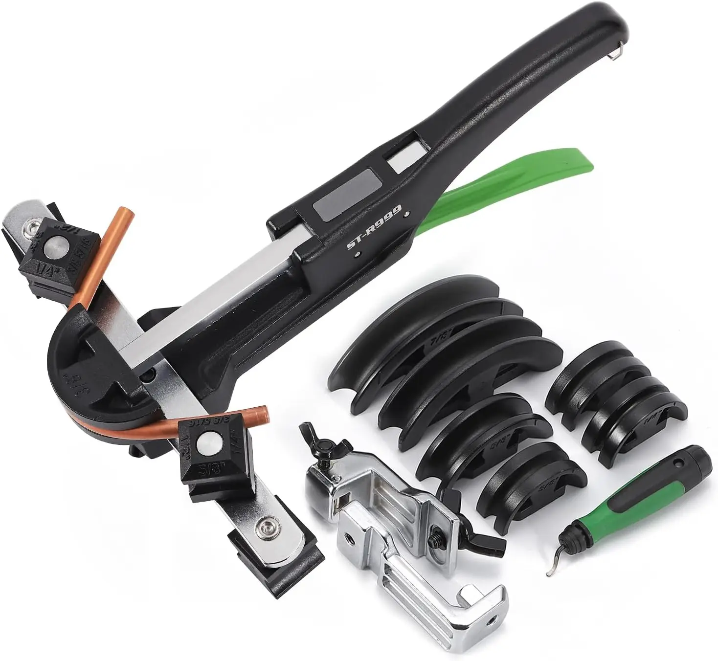 

Tubing Bender Kit With Reverse Bend 1/4"-7/8" HVAC Ratchet Copper Pipe Bender Tool Set 90 Bend With 7 Dies