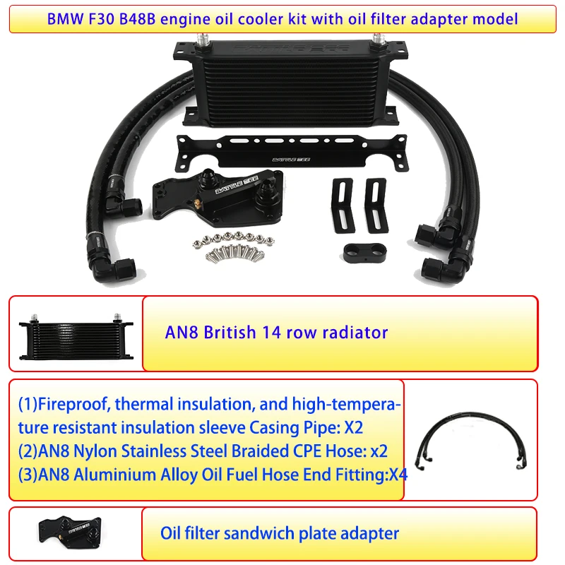 Battle Bee Engine Oil Cooler Kit For BMW F series F30 320i 325i 2.0T B48B Engine Oil Filter Sandwich Plate Adapter BB-OCK-119