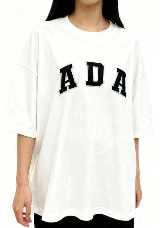 

Oversized White ADA Graphic Tee: Comfortable & Stylish Essential