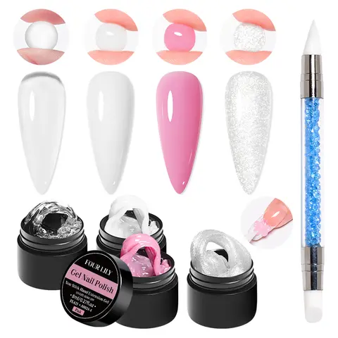 5pcs Non-Stick Hand Extension Gel Nail Polish Set 3D Shaping/Sculpting/Carving UV/LED Gel Jelly Hard Gel Manicure DIY Nails