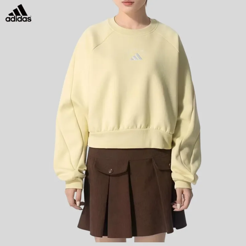 adidas Muted Pastel Crew Pullover Soft Fog Wash Aesthetic Loose Pocket Daily SweatshirtKC5902 1PCS