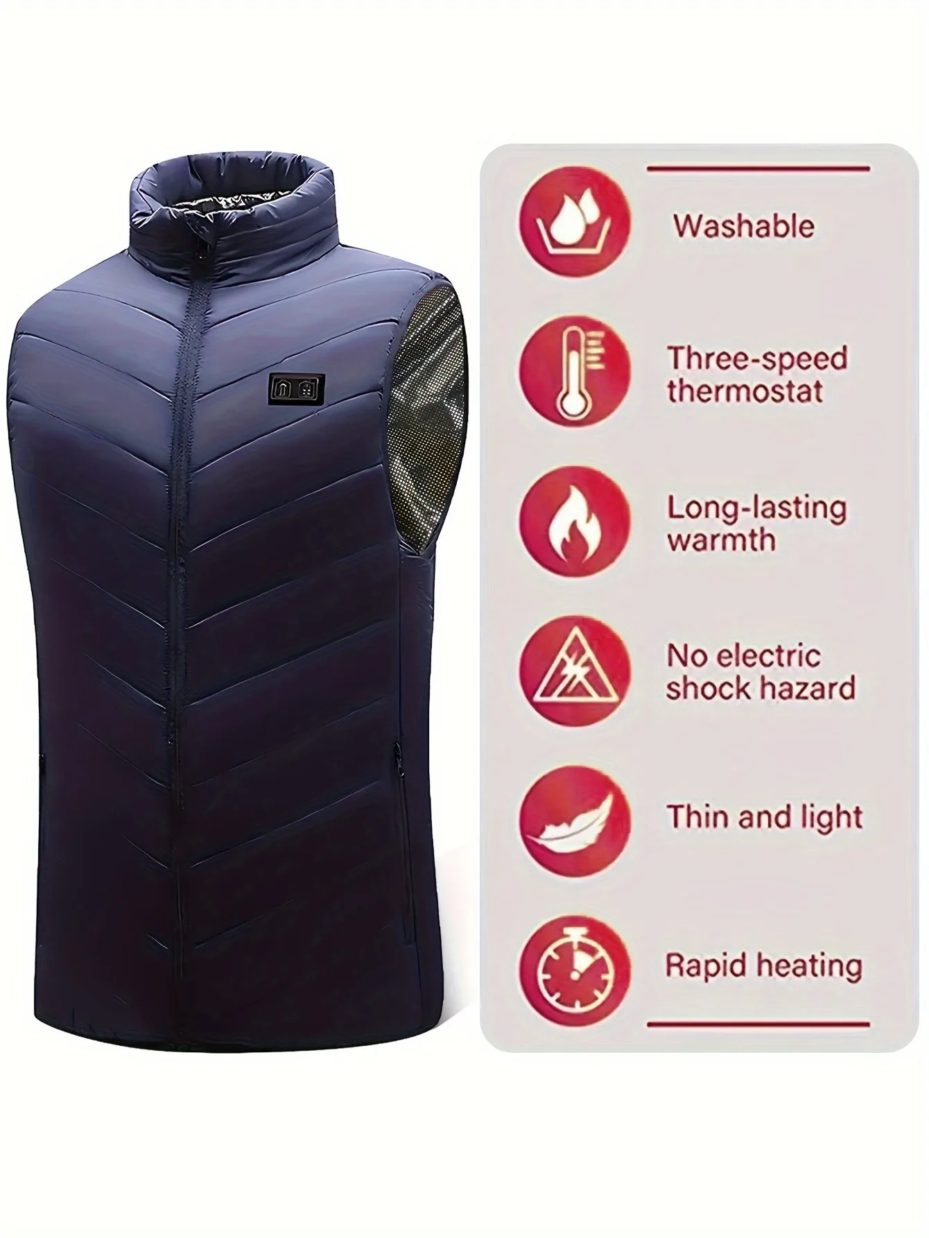 Men\'s 15 Heating Areas Smart Electric Heated Vest, Washable Rechargeable With Dual Controls3 Heat Levels Outdoor Vest For Winter