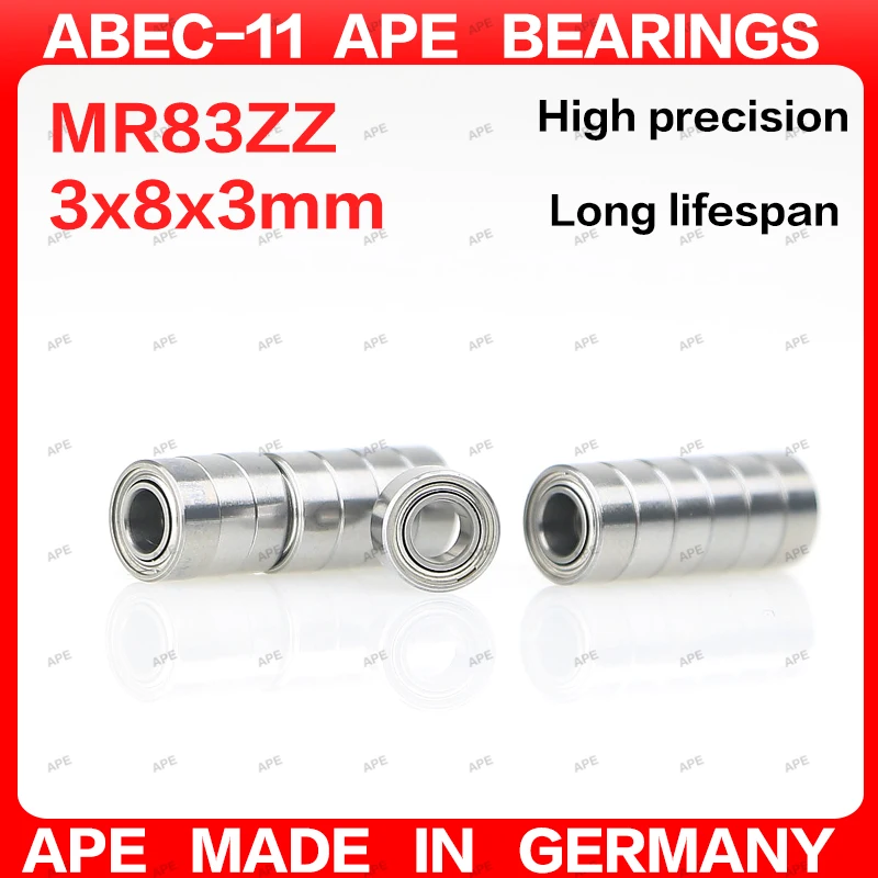 10-100pcs ABEC-11 Germany APE MR83ZZ Bearing 3x8x3 mm  MR83 ZZ micro precision ball bearings