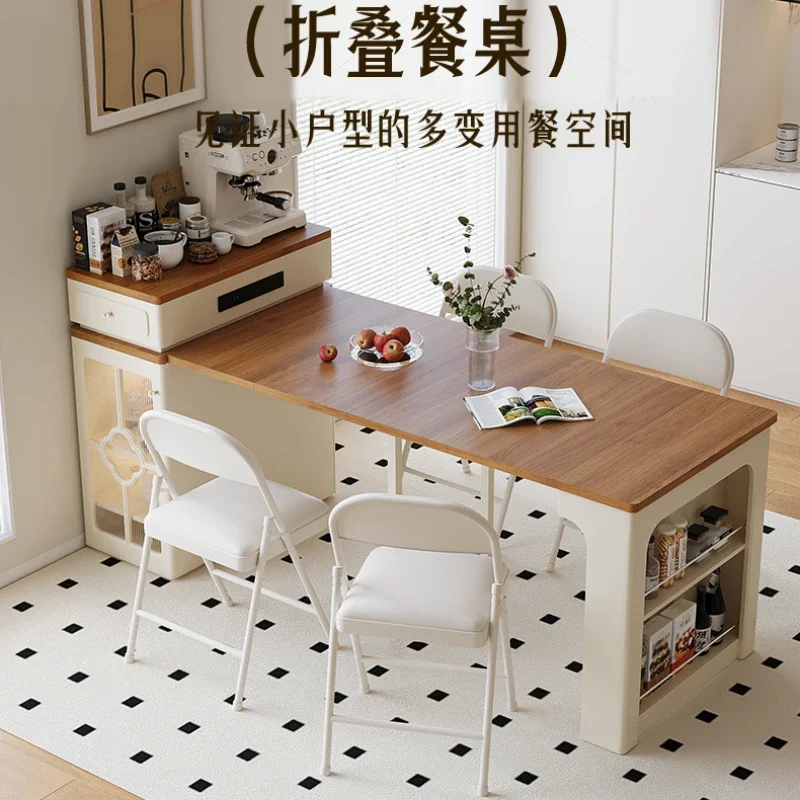 

Cream Wind Island Dining Table Integrated Household Retractable Small Apartment Restaurant 2024 New Light Luxury Folding Dining