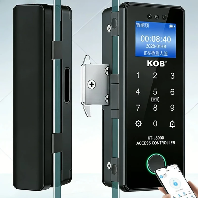 Glass Door Fingerprint Lock, Non Perforated Office Intelligent Lock, Shop Company Frameless Door, Electronic Face Lock
