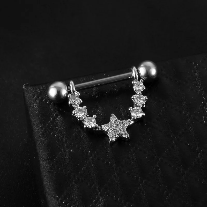 Sexy Nipple Ring Stainless Steel Zircon U Shape Barbell Nipple Studs Piercing Helix Piercing Body Papillary nail Jewelry