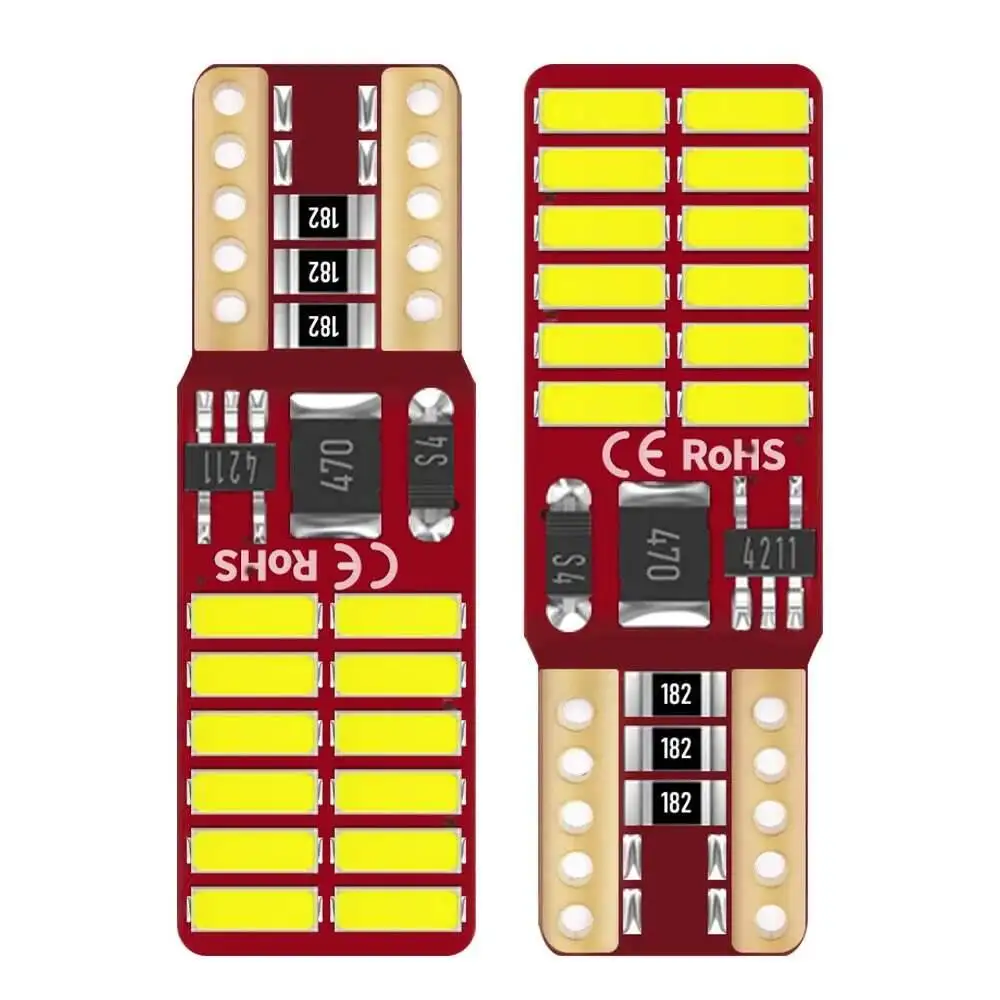 

2-10 шт. W5W T10 Led Canbus 168 194 Светодиодная лампа 24SMD Обратный боковой габаритный фонарь автомобиля Внутреннее освещение Лампа номерного знака Белый Оптовая продажа