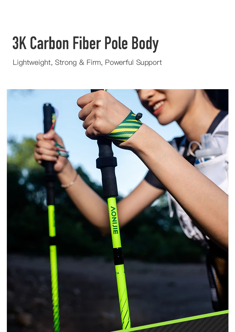 AONIJIE E4204 Carbonfaser Faltbare Trail-Running-Stöcke Leichtgewichtige EVA-Griffe Verstärktes Rohr Schnellverschluss-System für Trail Running – Detail 3
