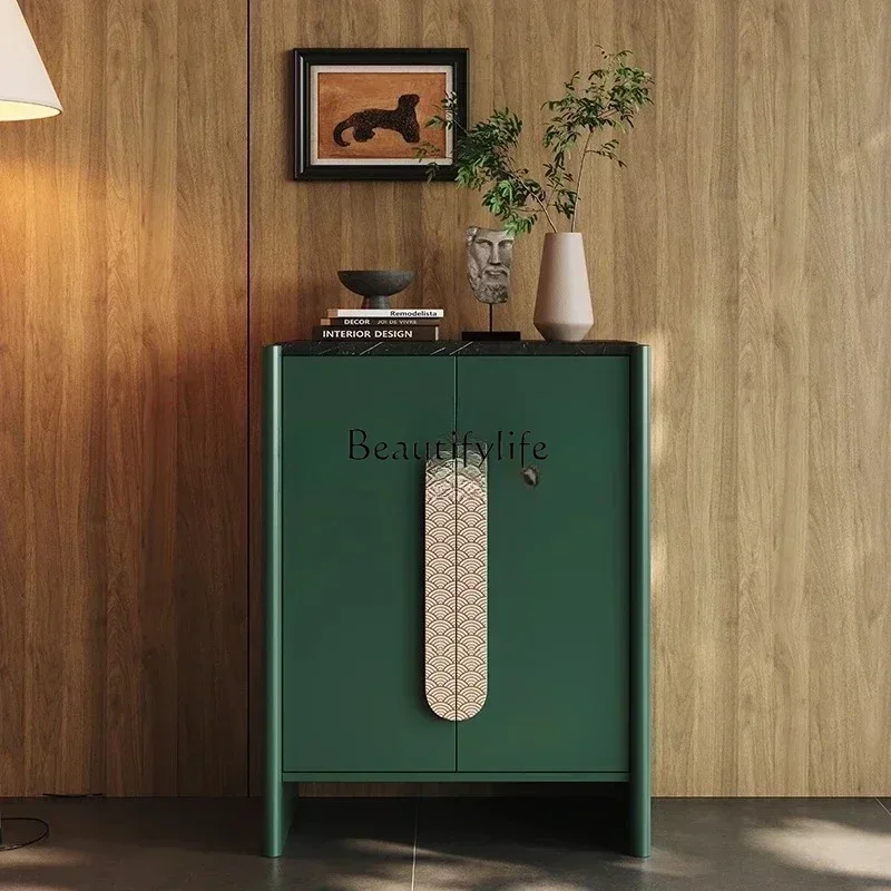 

GG8.Modern side cabinet living room natural marble chest cabinet storage entrance shoe cabinet