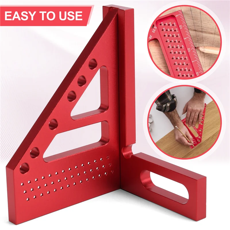 เครื่องมือวัด AB45 ไม้ฉากวัดมุม โปรแทรกเตอร์ ทำจากอลูมิเนียมอัลลอยด์ พร้อมเดือยและเครื่องมือเขียนเส้น