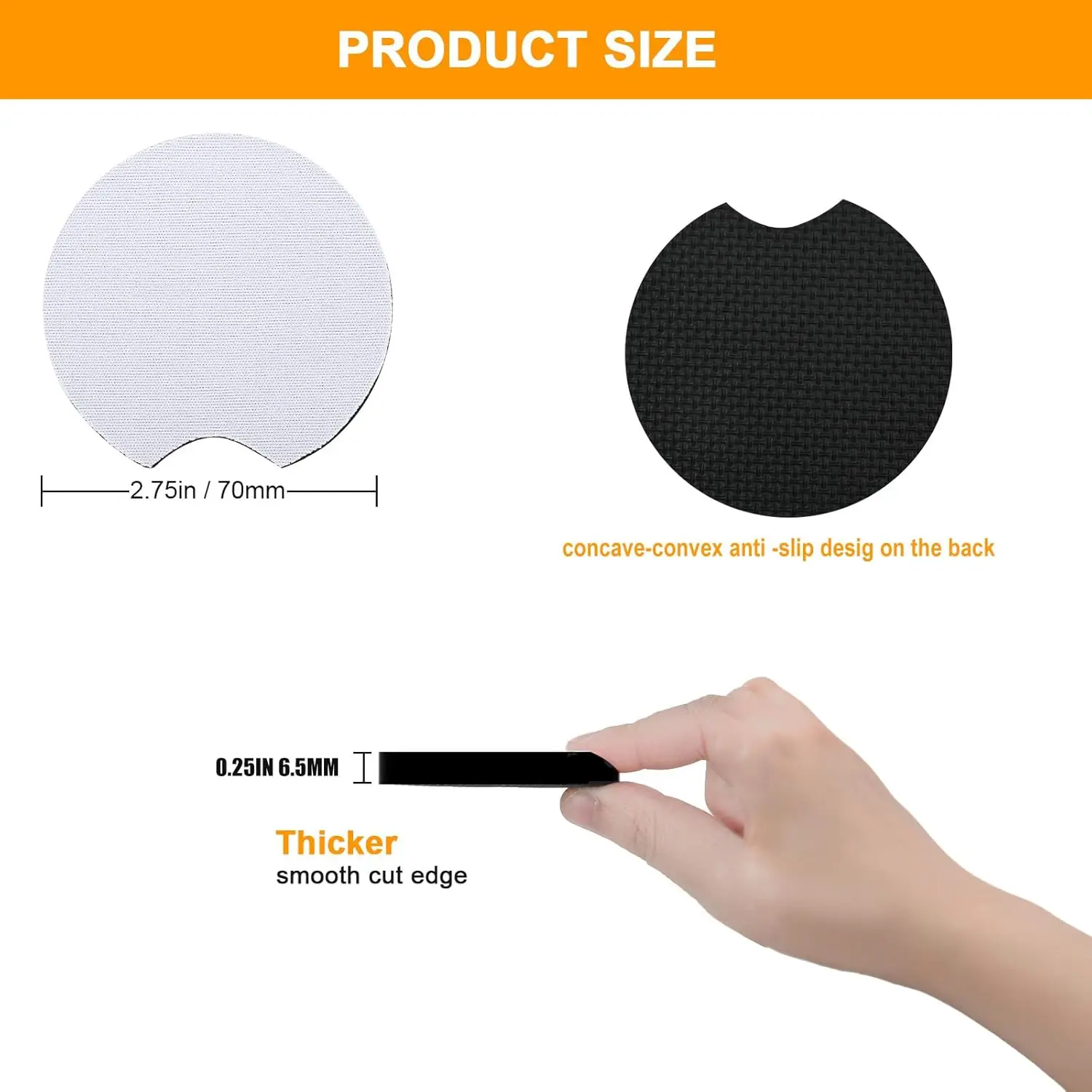 2pcs Personalized 70mm Neoprene Car Coasters For Cup Holders Customize Cup Mat Pad Birthday Party Office Decoration Gifts
