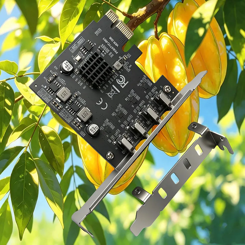 

PCI-E 1X To TYPE-C Expansion Card USB 3.2 GEN1 5Gbps 4Port TYPE-C Adapter Riser Card UPD720201 Chip PCIE X1 to USB C for Desktop