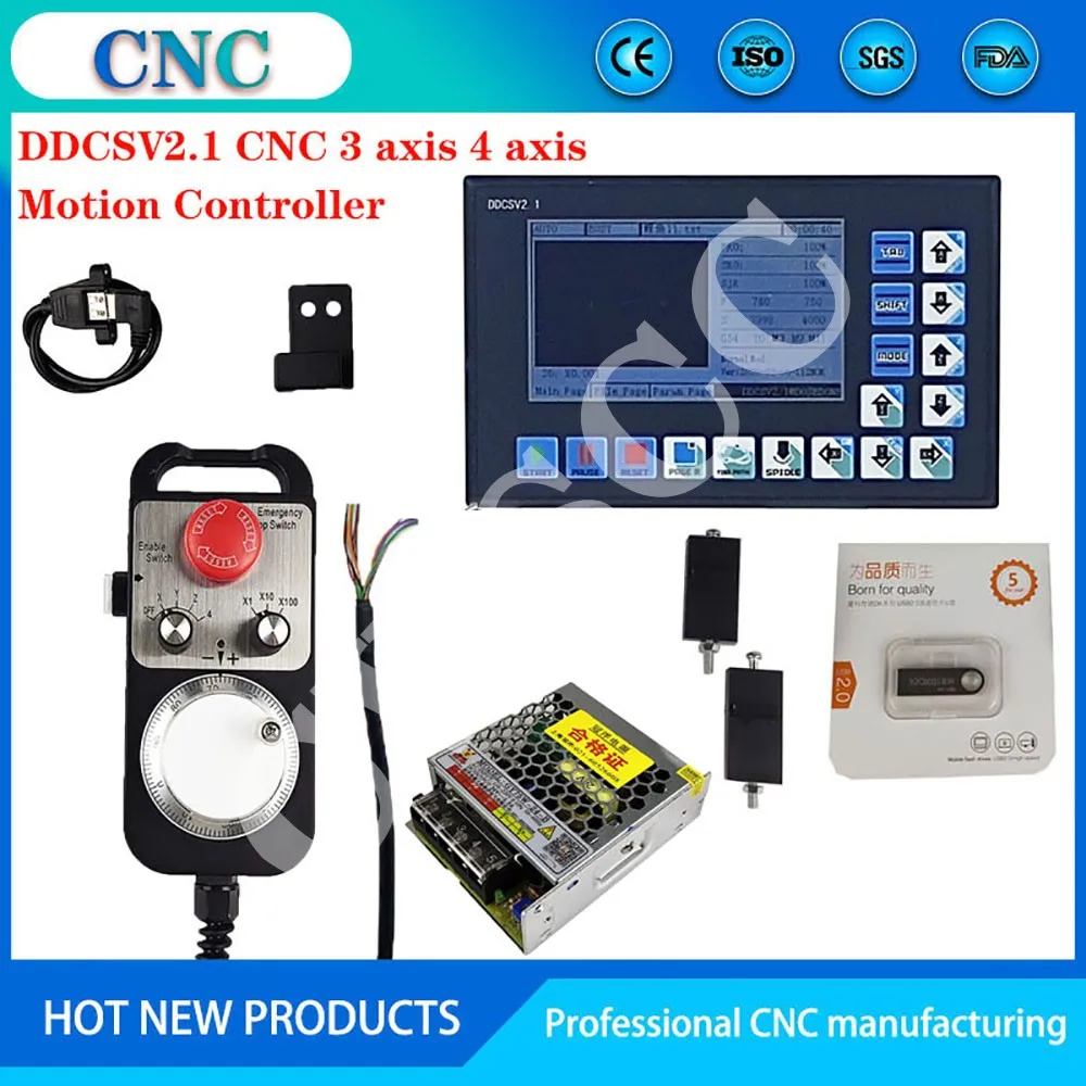 

3/4 axis DDCSV2.1 offline CNC motion control system kit emergency stop electronic handwheel handwheel MPG DC75W24V