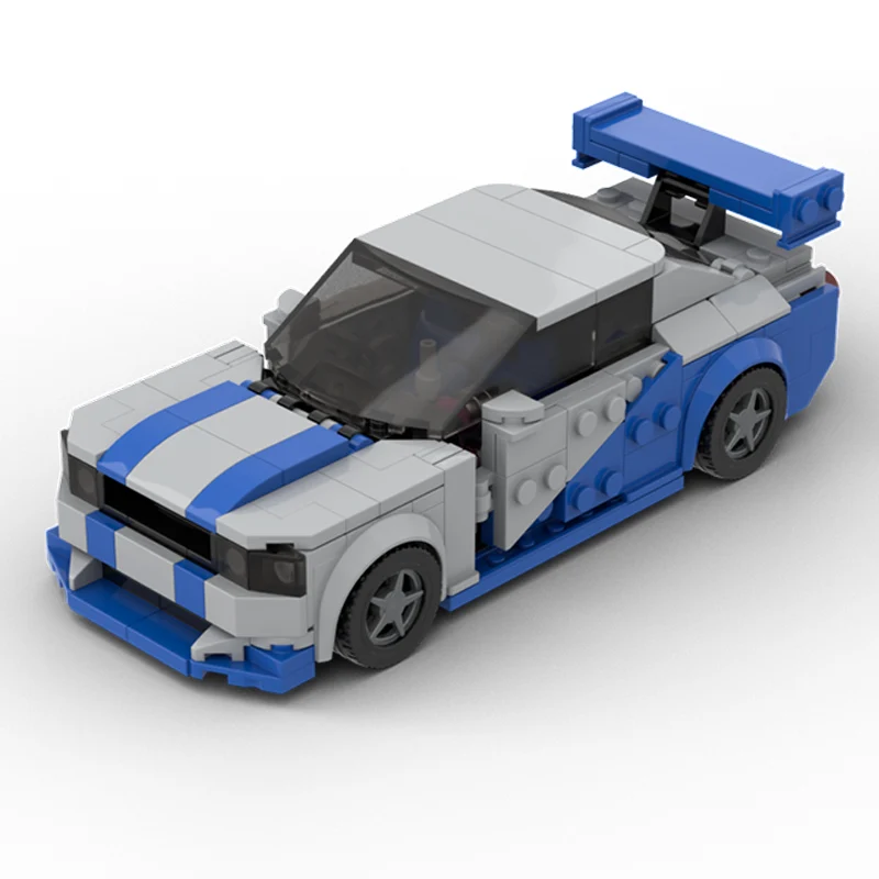 Speed Racing Car Model MOC Building Bricks Skyline GT-R R34 Hypercar Modular Technology Children Holiday Gifts Assemble Toy Suit