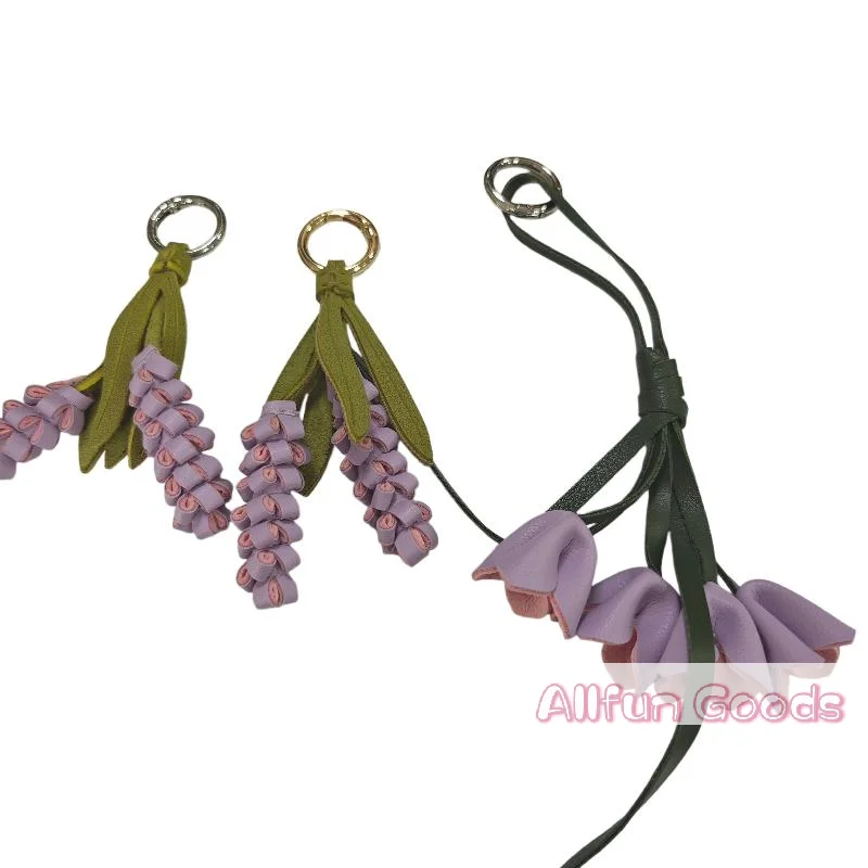 1Pcs Purple Lavender Osmanthus Flower Keychain Cute PU Leather Floral Bag Accessories For Lovers/Realistic Flower/Good Gift