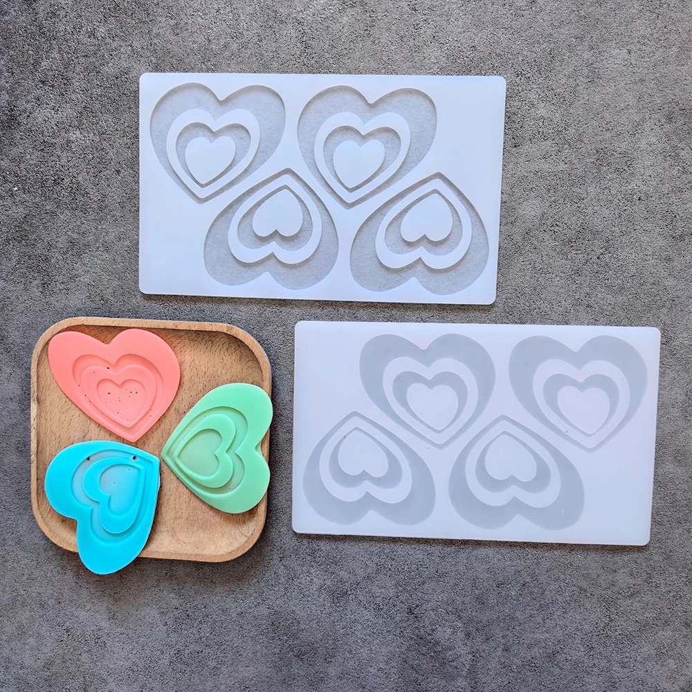 1 قطعة 4 غرف ثقب مزدوج على شكل قلب شوكولاتة الوجه على قالب السيليكون لتقوم بها بنفسك قالب الحلوى بودنغ قالب الحلوى كعكة الديكور المساعد