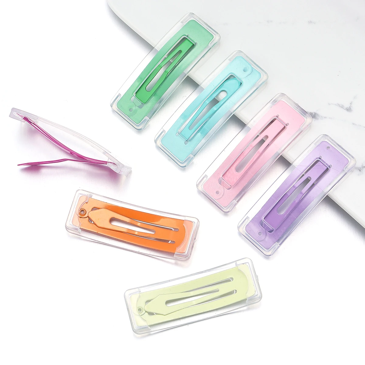 10pcs Candy Colors Plastic Transparent Shell Square BB Clip Girls Children Rectangle Hair Clip Pin Hairpin Accessories Supplies