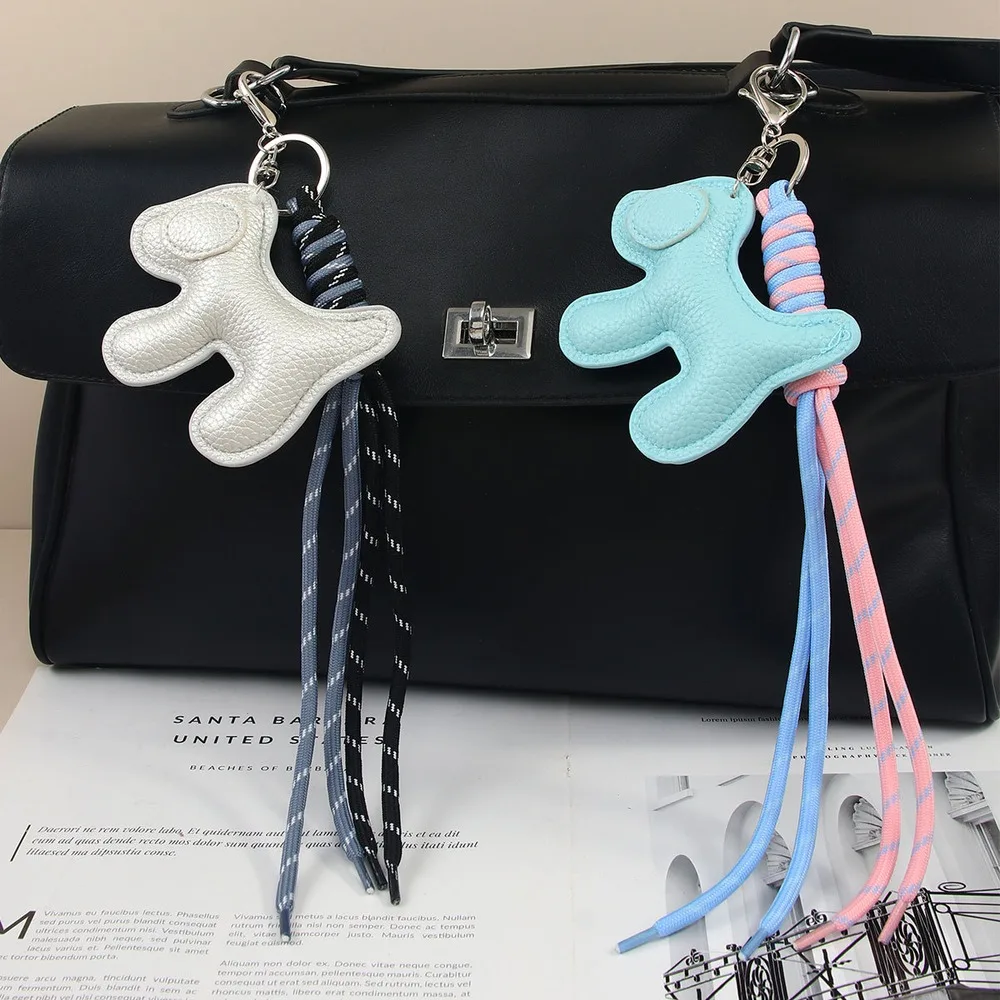 Bag Charm Keychain Stitched Figure Shaped Cord Tassel With Key Ring Clip For Purse Handbag Tote Bag Decoration Fashion Accessory