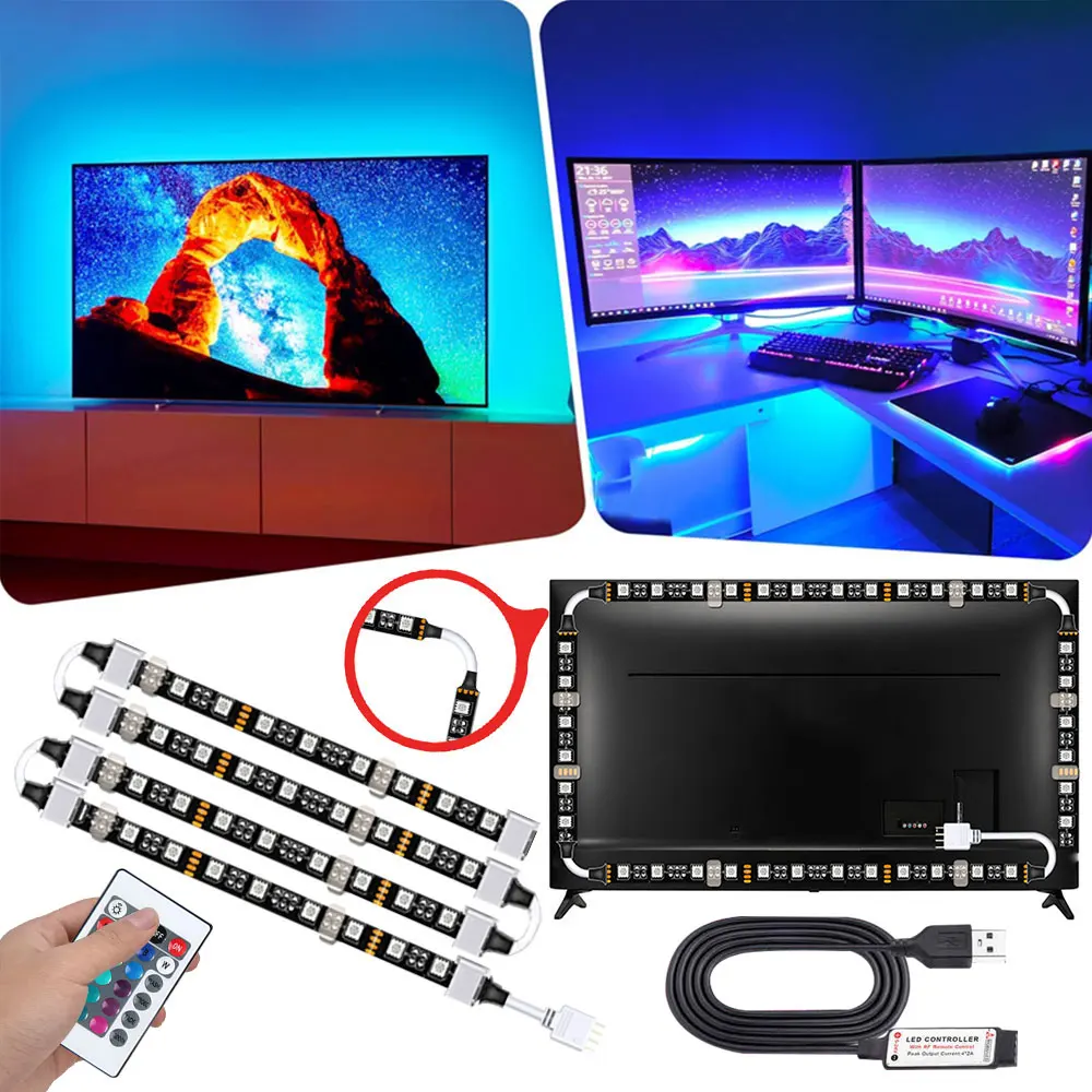 RGB 5V TV Led Backlight Strip RGB 5050 Color Changing with Remote Diy Colors Led Lightings For 49/49/55/58 Inch TV Lighting