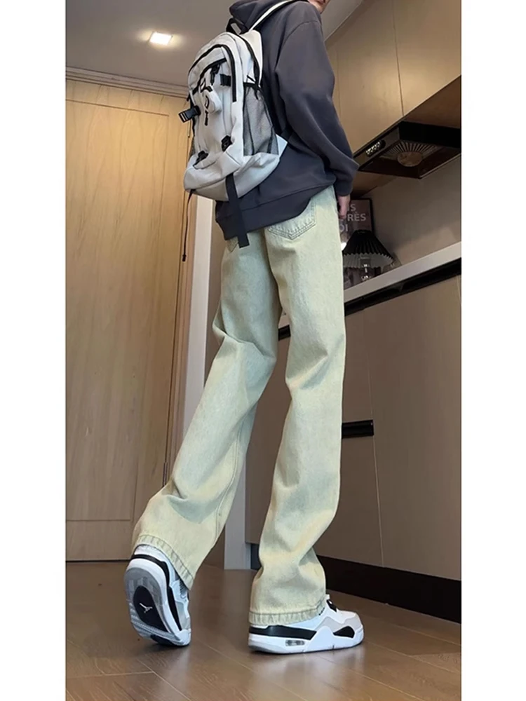 

Джинсы Bootcut Fce с подкладкой из флиса, мужские, осенне-зимние, утягивающие, удлиняющие ноги, в американском стиле, с высокой талией, длинные брюки