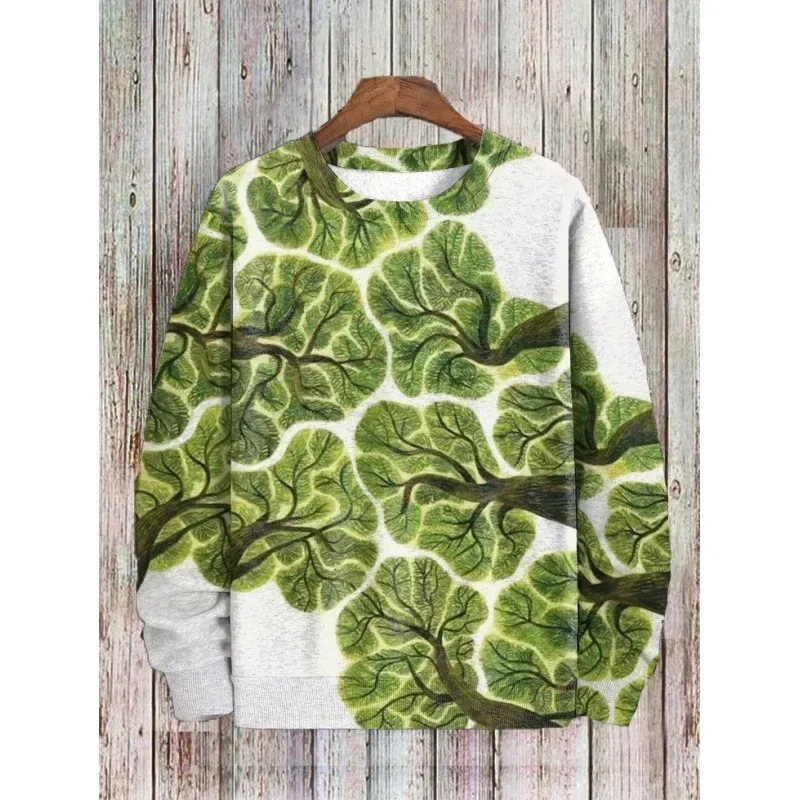 New Men's Sweatshirts Autumn Fashion Sweatshirts Men's 3D Plant Pattern Printed Long Sleeve T-Shirts Round Neck Men's Tops