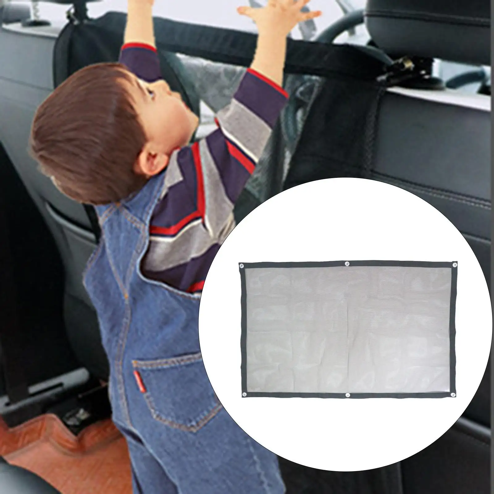 Car Dog Barrier, Breathable Portable Fence Separator Backseat Mesh for Pickups, Travel, Vehicle