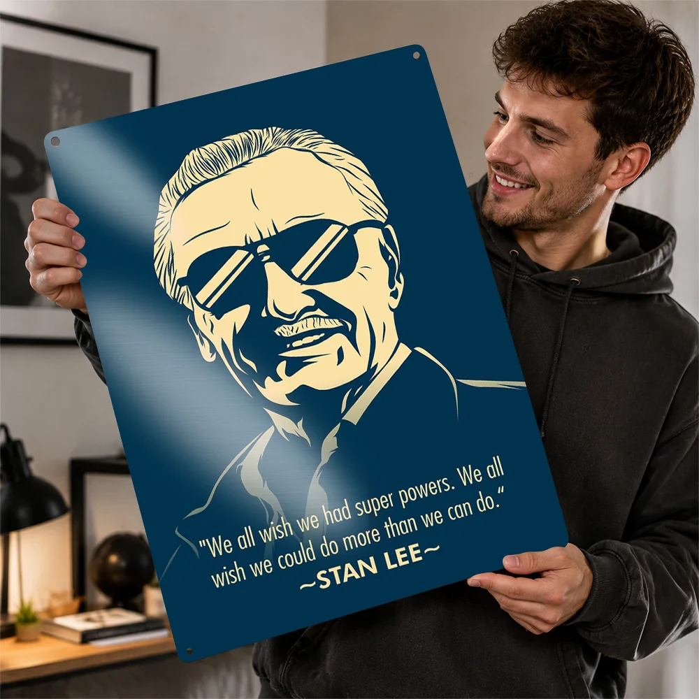 Stan Lee Textured Poster Personalized Metal Tin Sign Graphic Action Scene Wall Art A Distinctive Gift For Superhero Collectors
