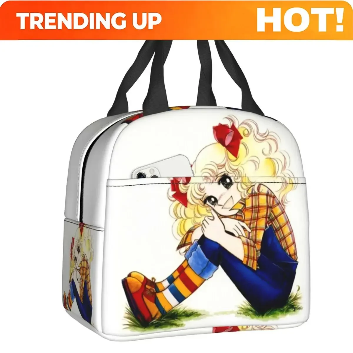 Custom Bag Custom Custom Candy Candy Anime Manga Resuable Lunch Box For Women Waterproof Thermal Cooler Food Insulated Lunch Bag