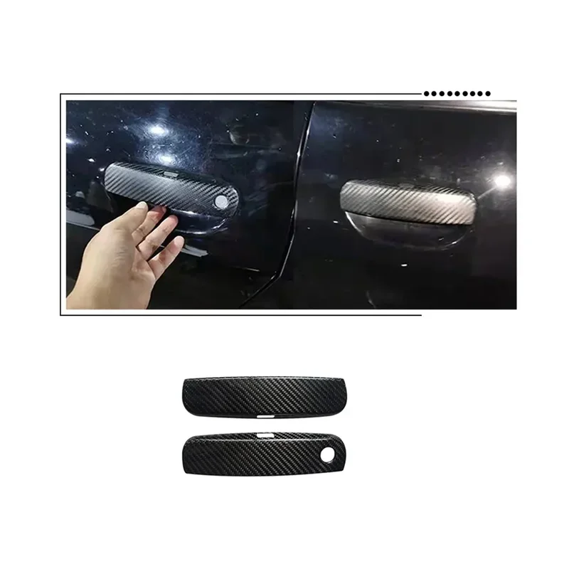 Car Prepreg Dry Carbon Fiber Exterior Door Handle Cover Trim Strip Left And Right Side For Dodge Charger